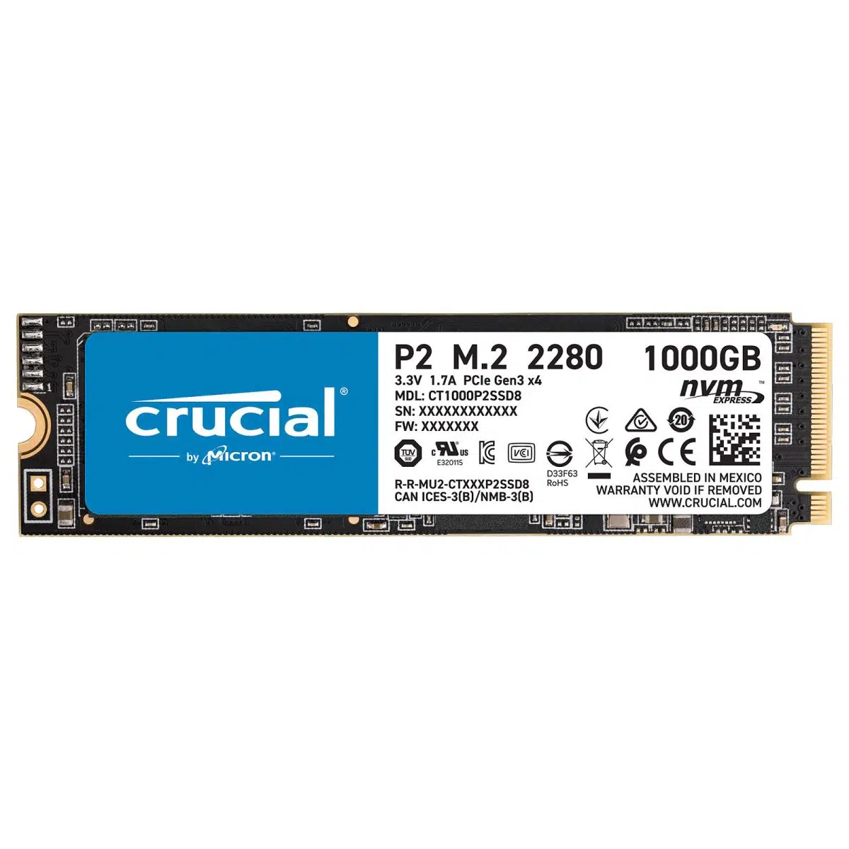 Crucial P2 NVMe SSD 1TB M.2 2280 – Image 2
